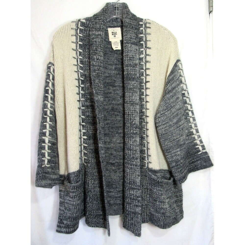Billabong Multicolored Open Front 3/4 Sleeve Cardigan Sweater Size Small NWOT